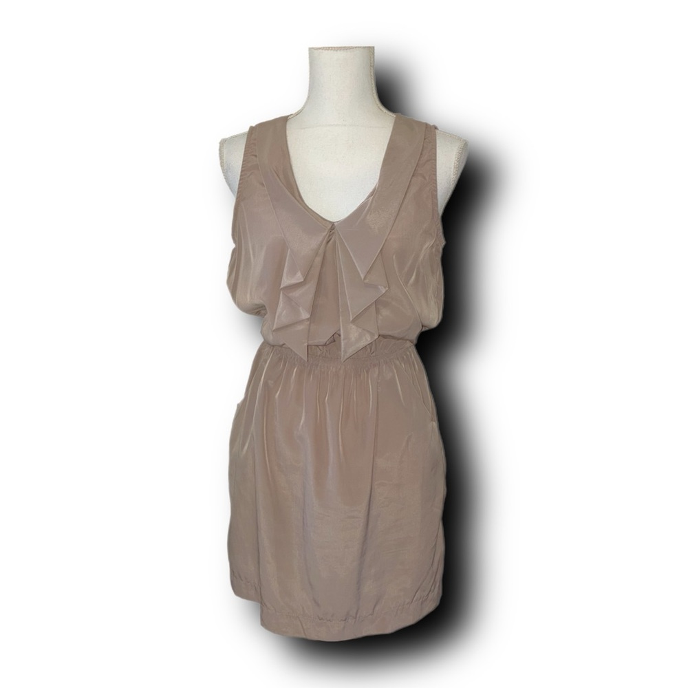 Poetry Silky Ruffle Tank Dress in Sand Y2K Academia Vibes